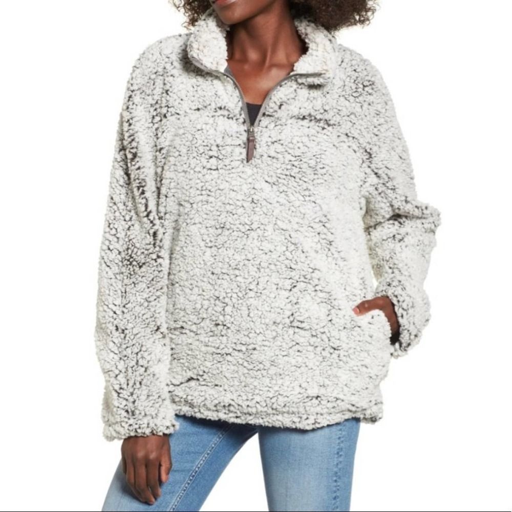 Thread & Supply 7 Wonders Wobbly Fleece 1/4 Zip Pullover Oversize Sweater Medium